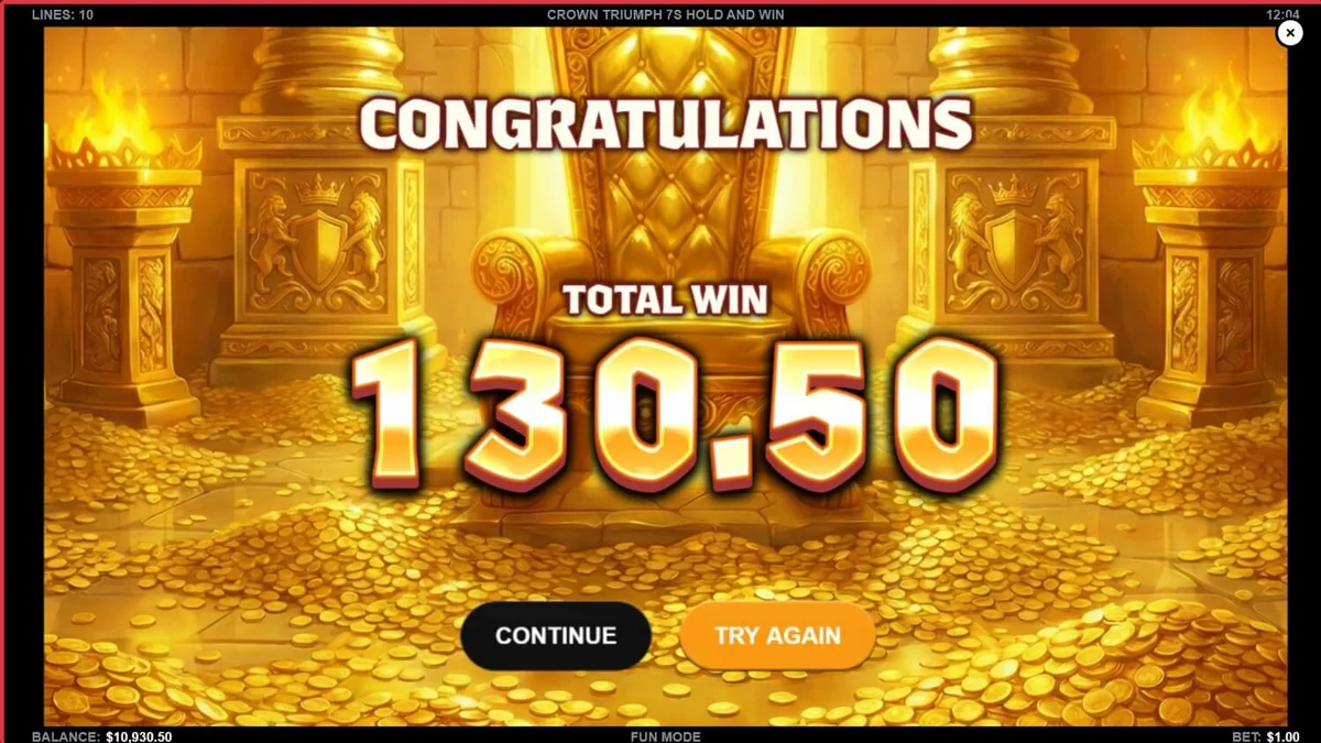 Tampilan visual mewah dari slot Crown Triumph 7s Hold and Win