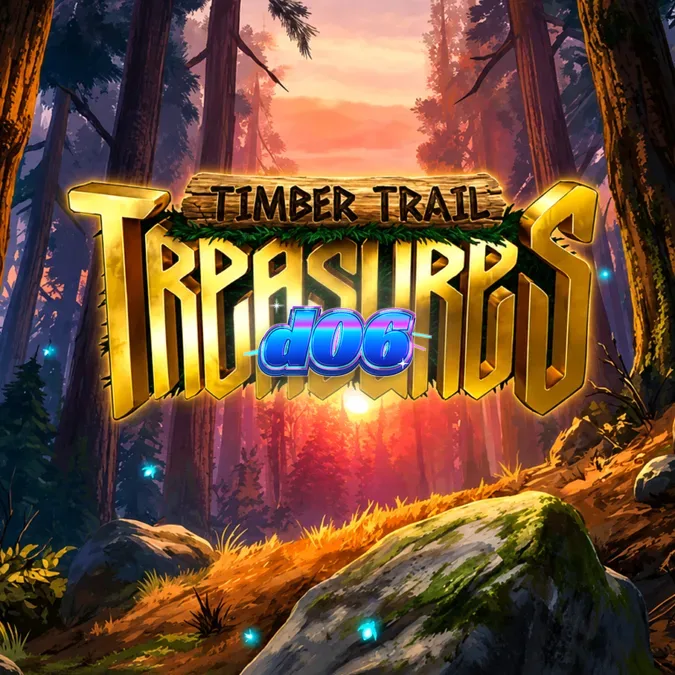 Tampilan visual hutan dan gulungan permainan Timber Trail Treasures